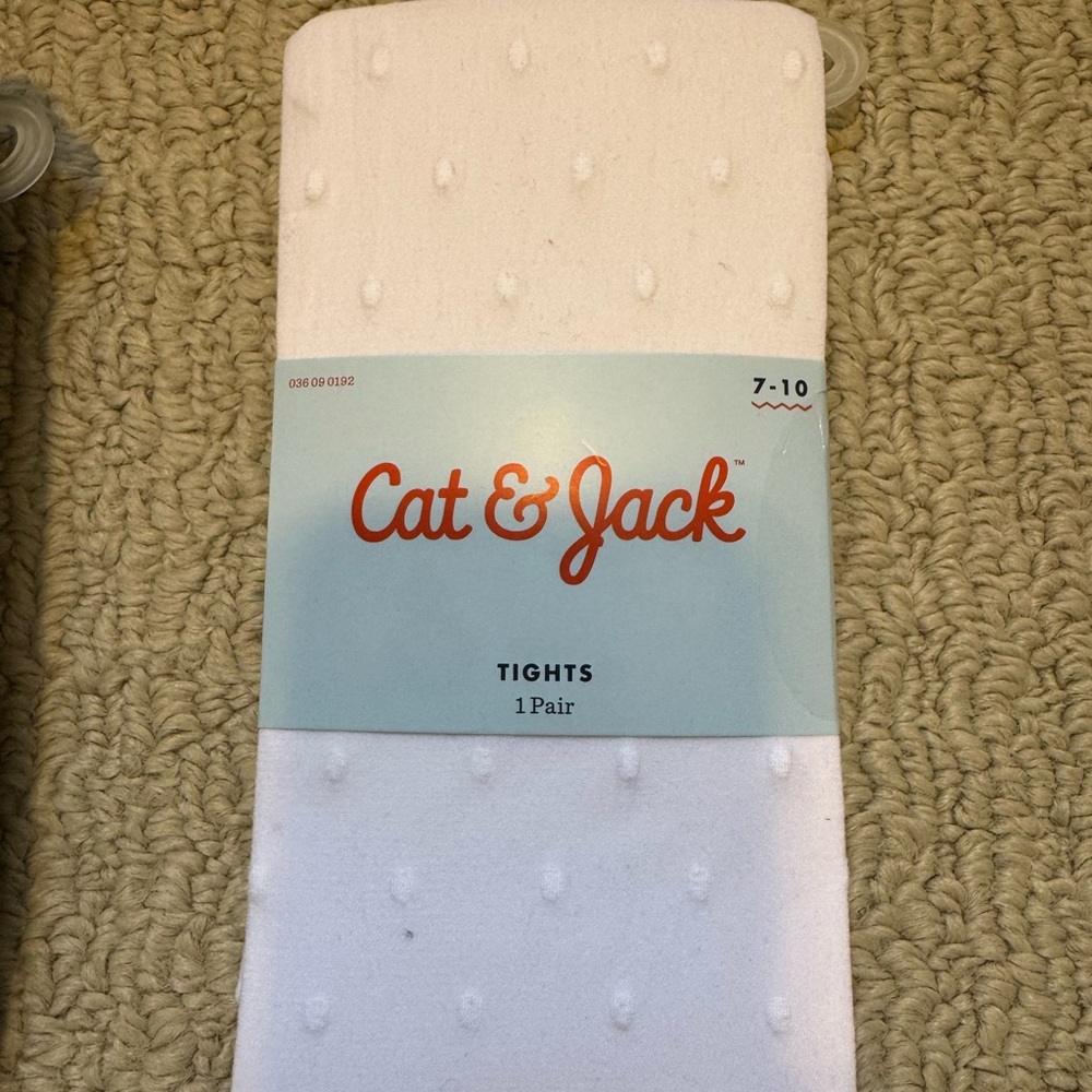 Lot of 4 Cat & Jack Girl Tights - Navy, Multicolor Hearts, Black, White - Picture 5 of 6